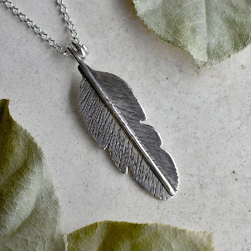 Don't Miss Our Biggest Jewelry Sale Of The Season Large Hand-Textured Feather Necklace Don't Miss Our Biggest Jewelry Sale Of The Season Large Hand-Textured Feather Necklace