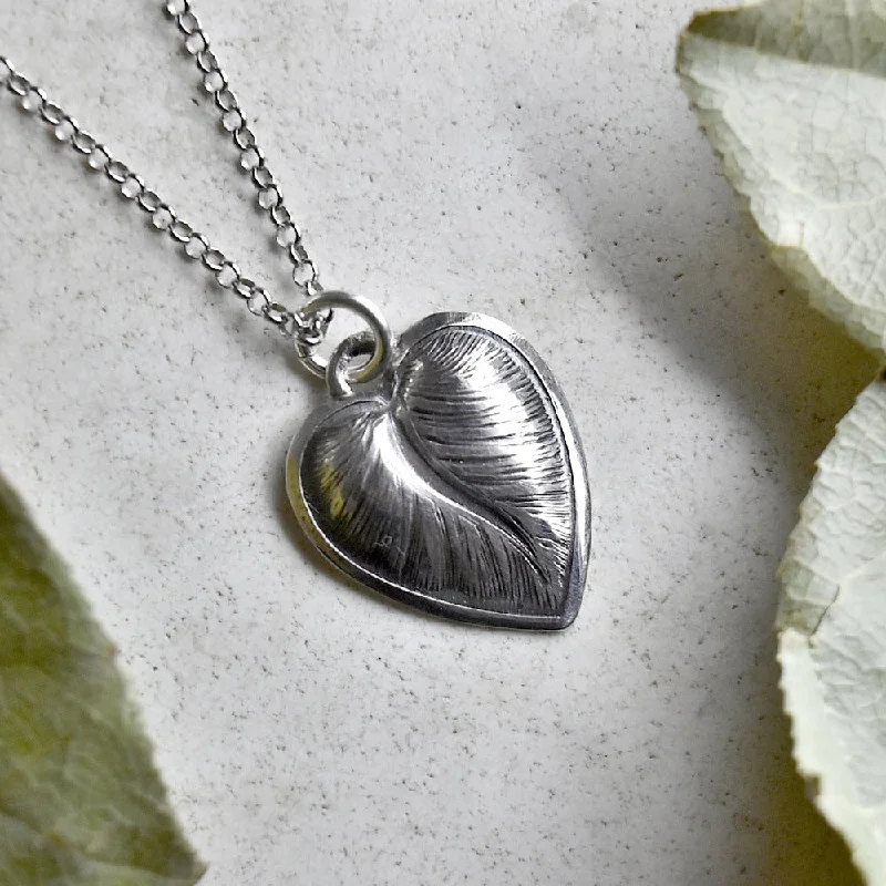 Dainty And Elegant Jewelry Now At Reduced Prices 'Leaf/Heart' Die Struck Silver Necklace Dainty And Elegant Jewelry Now At Reduced Prices 'Leaf/Heart' Die Struck Silver Necklace