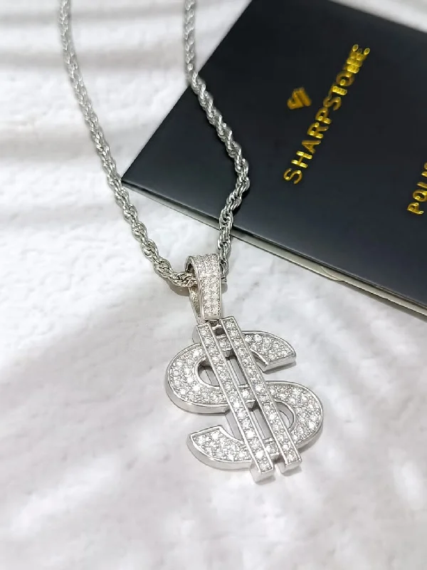 Shop Signature Jewelry Styles At Exclusive Prices Midi Dollar Sign Moissanite Necklace in 925 Sterling Silver Shop Signature Jewelry Styles At Exclusive Prices Midi Dollar Sign Moissanite Necklace in 925 Sterling Silver