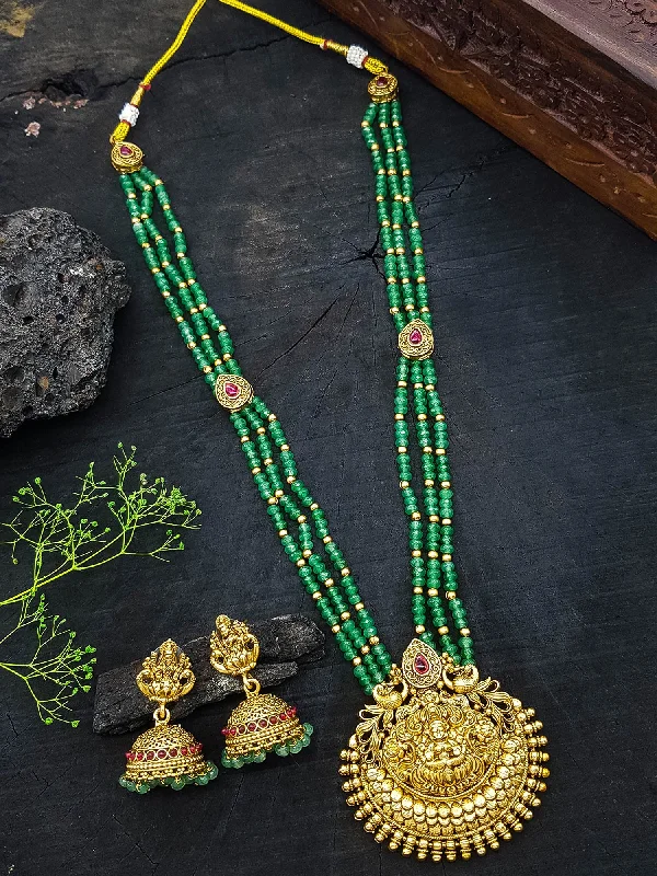 Stunning Jewelry Pieces At The Lowest Prices Ever Premium Gold Plated Long Necklace Set in green crystal natural stones Stunning Jewelry Pieces At The Lowest Prices Ever Premium Gold Plated Long Necklace Set in green crystal natural stones