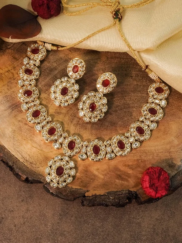 Affordable Luxury Jewelry For Every Occasion Premium Gold Polki Necklace Set with Colour Options 12579N Affordable Luxury Jewelry For Every Occasion Premium Gold Polki Necklace Set with Colour Options 12579N