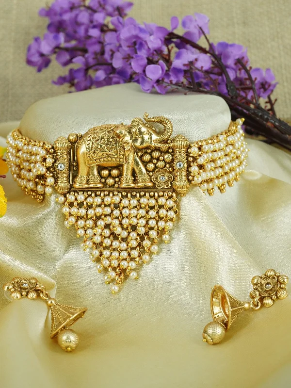 Jewelry Sale – Exclusive Styles At Lower Prices Premium Rajwadi Gold Finish Grand Necklace Choker Set with Pearls 11973N Jewelry Sale – Exclusive Styles At Lower Prices Premium Rajwadi Gold Finish Grand Necklace Choker Set with Pearls 11973N