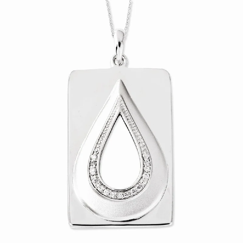 Fine Jewelry, Limited-Time Offers Available Rhodium Plated Silver & CZ He Will Wipe Away Our Tears Necklace, 18 In Fine Jewelry, Limited-Time Offers Available Rhodium Plated Silver & CZ He Will Wipe Away Our Tears Necklace, 18 In