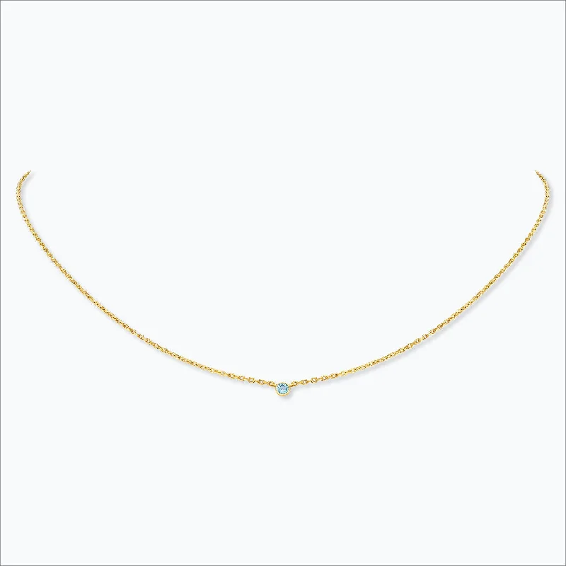 Huge Markdowns On Premium Jewelry Styles 1 Stone 18K Gold Necklace w. Aquamarine