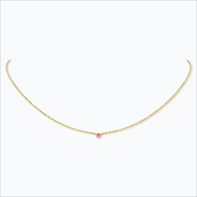 Breathtaking Jewelry, Breathtaking Prices 1 Stone 18K Gold Necklace w. Pink Sapphire Breathtaking Jewelry, Breathtaking Prices 1 Stone 18K Gold Necklace w. Pink Sapphire