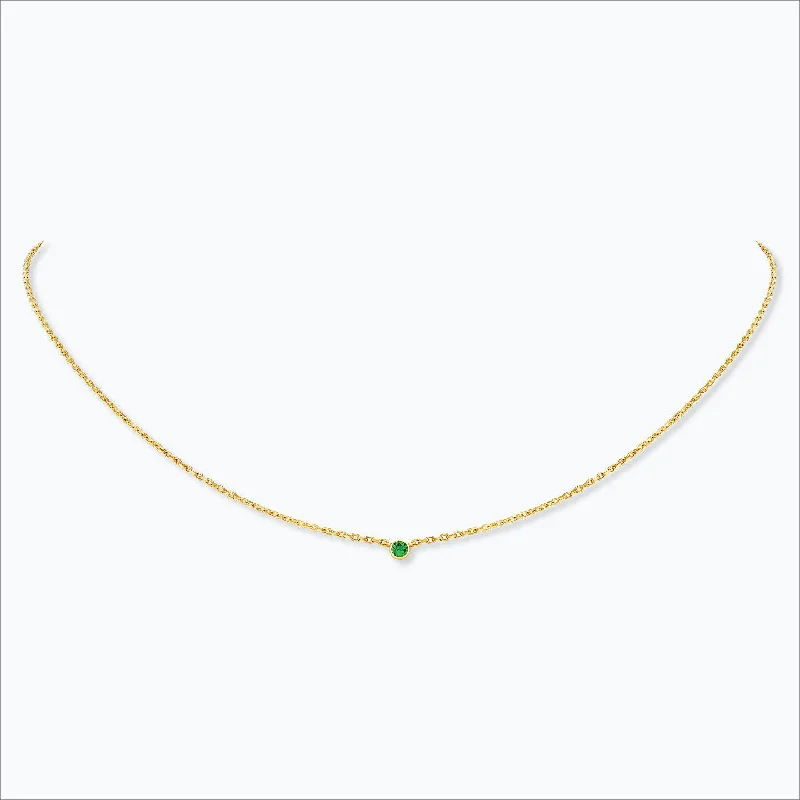 Jewelry Sale Alert – Shop Timeless Elegance Today 1 Stone 18K Gold Necklace w. Tsavorite