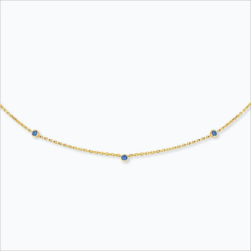 Special Sale On Handcrafted Jewelry – Shop Today 3 Stone 18K Gold Necklace w. Blue Sapphire Special Sale On Handcrafted Jewelry – Shop Today 3 Stone 18K Gold Necklace w. Blue Sapphire