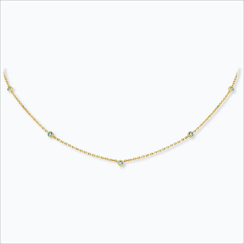 Fashion-Forward Jewelry At Incredible Prices 5 Stone 18K Gold Necklace w. Aquamarine Fashion-Forward Jewelry At Incredible Prices 5 Stone 18K Gold Necklace w. Aquamarine