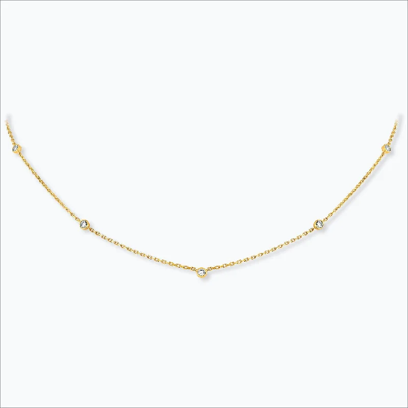 Timeless Jewelry At Special Discount Rates 5 Stone 18K Gold Necklace w. Diamonds