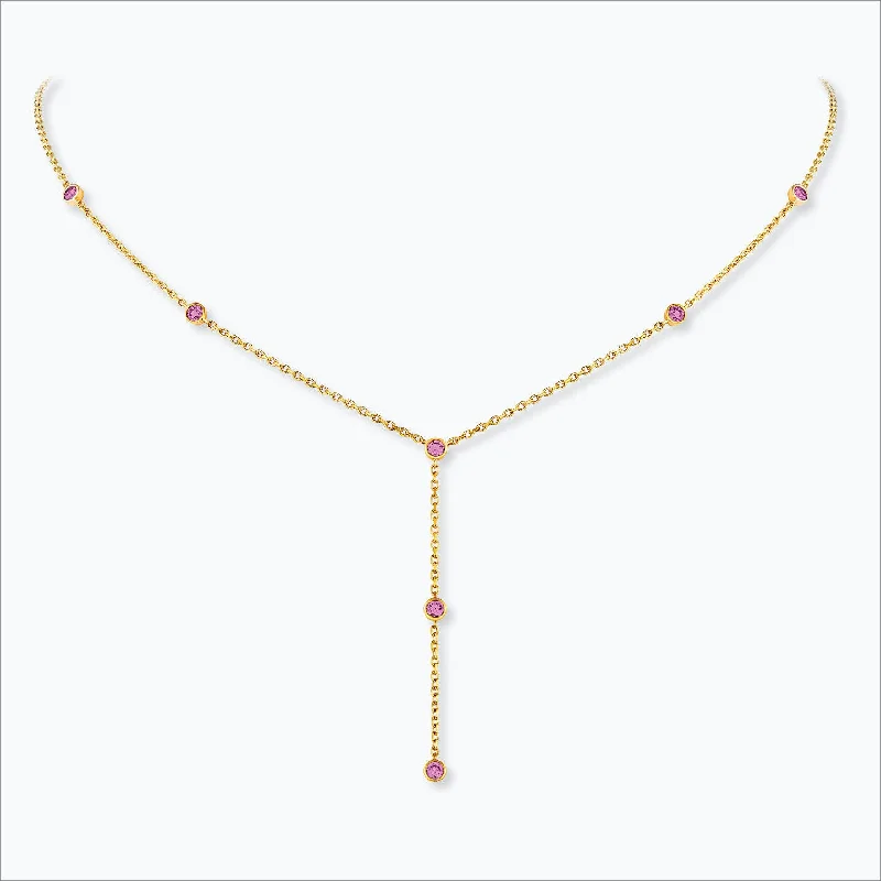 Flash Sale On Stunning Jewelry – Don't Miss Out 7 Stone 18K Gold Necklace w. Pink Sapphires Flash Sale On Stunning Jewelry – Don't Miss Out 7 Stone 18K Gold Necklace w. Pink Sapphires
