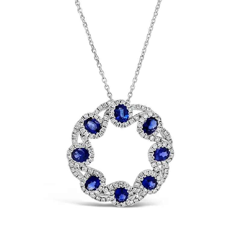 The Perfect Jewelry Piece At The Perfect Discount Sapphire & Diamond Woven Circle Pendant The Perfect Jewelry Piece At The Perfect Discount Sapphire & Diamond Woven Circle Pendant
