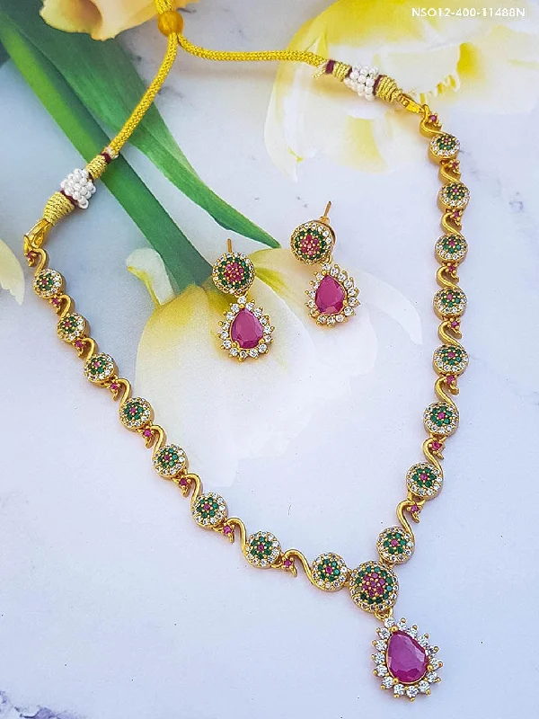 Breathtaking Jewelry At Limited-Time Savings Sayara Collection multi Colour CZ stone Party Wear Necklace Set 11488N Breathtaking Jewelry At Limited-Time Savings Sayara Collection multi Colour CZ stone Party Wear Necklace Set 11488N