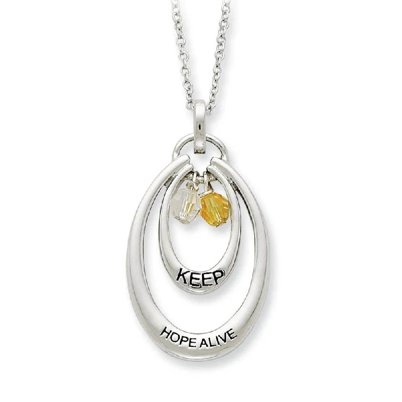 Premium Jewelry Now Available At Special Discounts Sterling Silver & CZ, Keep Hope Alive Double Oval Necklace, 18 Inch Premium Jewelry Now Available At Special Discounts Sterling Silver & CZ, Keep Hope Alive Double Oval Necklace, 18 Inch