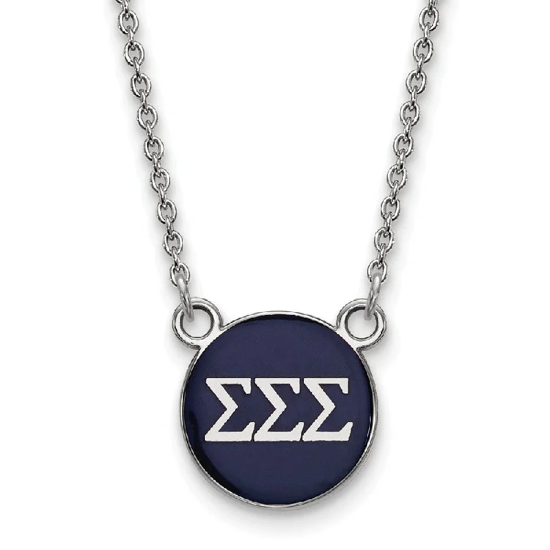 High-Quality Jewelry At A Fraction Of The Cost Sterling Silver Sigma Sigma Sigma Small Navy Enamel Disc Necklace High-Quality Jewelry At A Fraction Of The Cost Sterling Silver Sigma Sigma Sigma Small Navy Enamel Disc Necklace