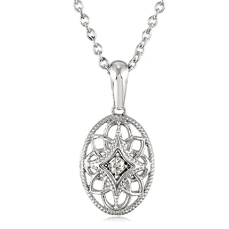 Sparkle For Less – Shop Our Limited-Time Jewelry Deals Vintage Style Diamond Oval Necklace in Sterling Silver Sparkle For Less – Shop Our Limited-Time Jewelry Deals Vintage Style Diamond Oval Necklace in Sterling Silver