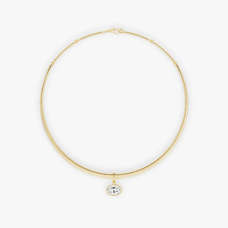 Exclusive Jewelry Sale – Shine For Less Collar Bezel Drop 14K Gold Necklace 3.75ct Oval Lab-Grown Diamonds Exclusive Jewelry Sale – Shine For Less Collar Bezel Drop 14K Gold Necklace 3.75ct Oval Lab-Grown Diamonds
