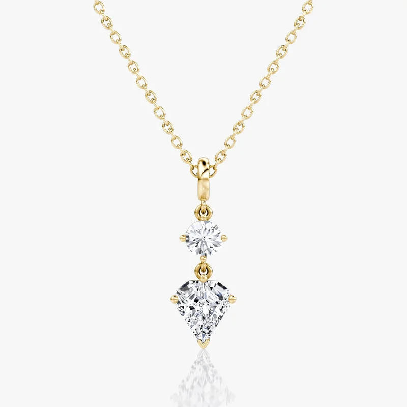 Grab Your Favorite Jewelry At The Lowest Prices Duo Drop 14K Gold Necklace w. 1.0ct Round Brilliant & Shield Lab-Grown Diamonds Grab Your Favorite Jewelry At The Lowest Prices Duo Drop 14K Gold Necklace w. 1.0ct Round Brilliant & Shield Lab-Grown Diamonds