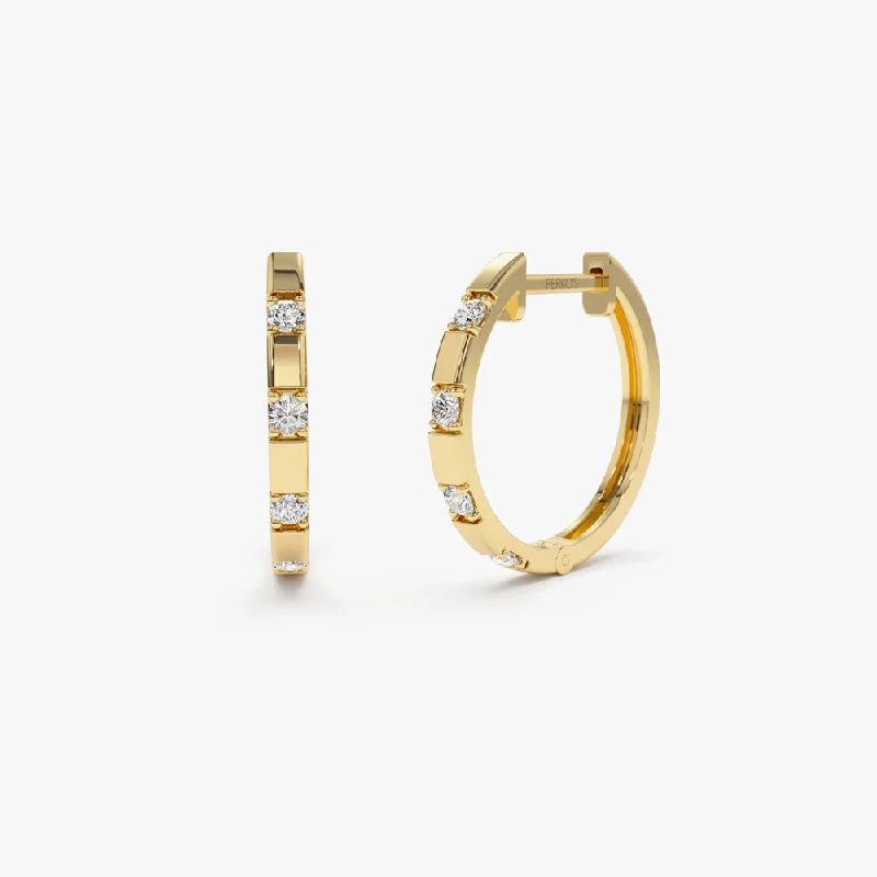 Modern Statement Jewelry For Bold Styling 14k Dainty Diamond Hoop Earrings