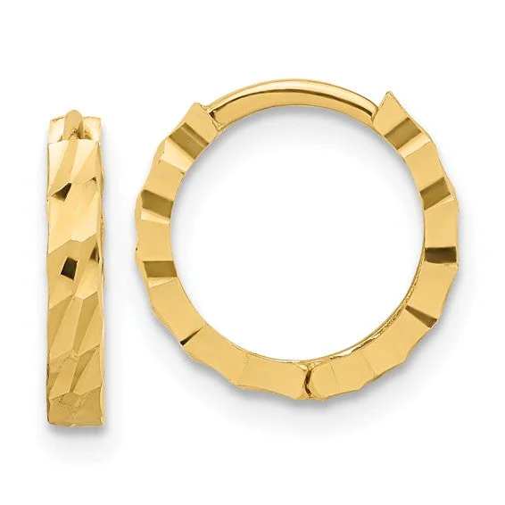 Discounted Jewelry For A Glamorous Look 14K Diamond Cut Huggie Hoop Earrings