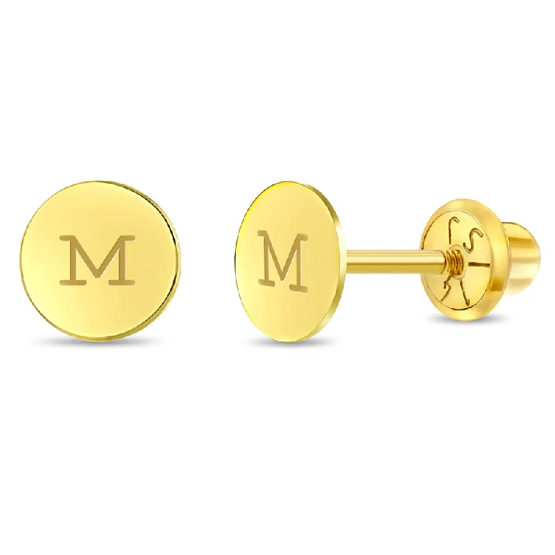 Stunning Statement Jewelry, Unbeatable Discounts 14k Gold Round Engravable Toddler / Kids / Girls Earrings Safety Screw Back Stunning Statement Jewelry, Unbeatable Discounts 14k Gold Round Engravable Toddler / Kids / Girls Earrings Safety Screw Back
