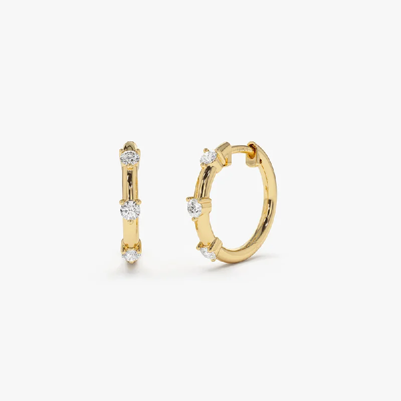 Romantic Heart-Shaped Jewelry For Special Gifts 14k Prong Setting Diamond Hoop Earrings Romantic Heart-Shaped Jewelry For Special Gifts 14k Prong Setting Diamond Hoop Earrings