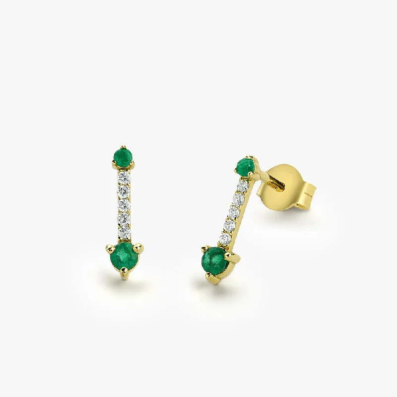 Holiday Jewelry Sale – Perfect Gifts At Great Prices 14K Gold Round Emerald and Diamond Earrings