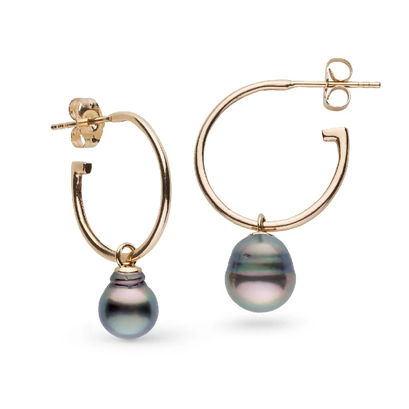 Last Chance To Grab Your Favorite Jewelry At A Discount 8.0-9.0 mm Tahitian Baroque Pearl Charm Hoop Earrings