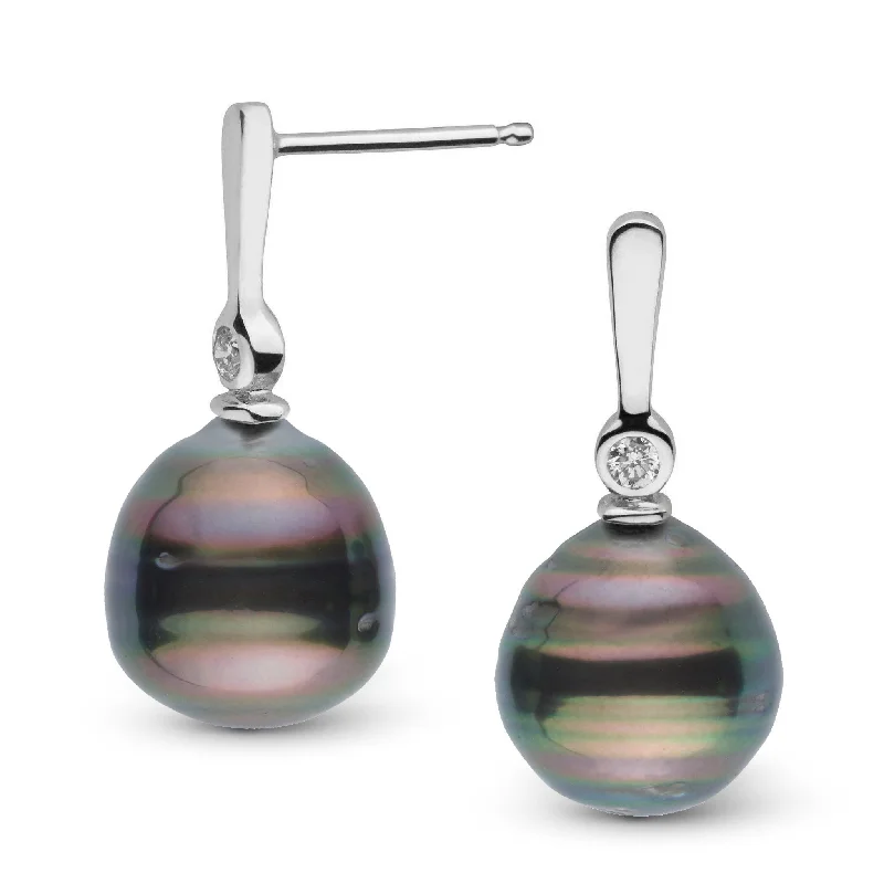 Exclusive Jewelry Offers – Shine For Less Aspire Collection 9.0-10.0 mm Baroque Tahitian Pearl & Diamond Earrings