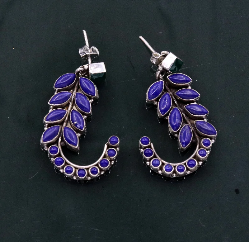Luxury Jewelry Without The Luxury Price Tag 925 Sterling silver handmade fabulous leaf style designers gemstone jadau stud earring, excellent silver ear jewelry for gifting s721 Luxury Jewelry Without The Luxury Price Tag 925 Sterling silver handmade fabulous leaf style designers gemstone jadau stud earring, excellent silver ear jewelry for gifting s721
