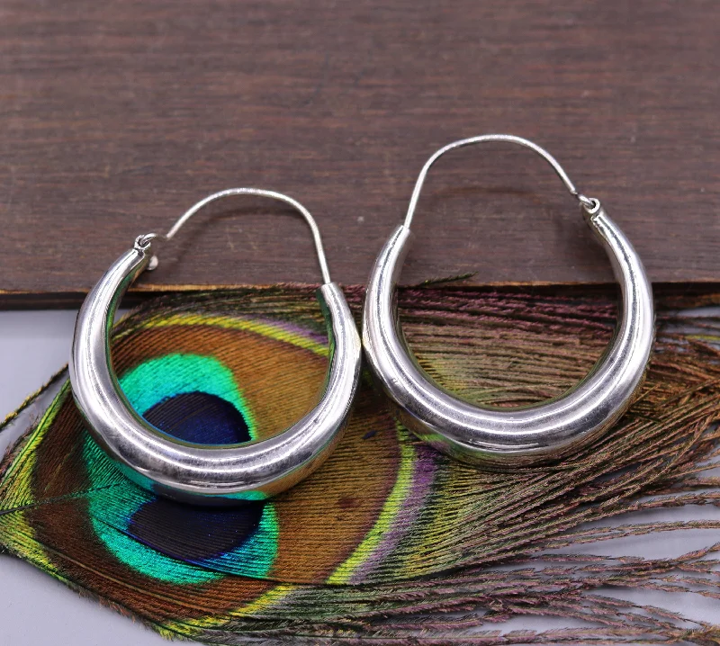 Elegant Jewelry, Exclusive Prices – Shop Now 925 sterling silver handmade fabulous plain shining hoops earrings kundal unisex tribal bell dance jewelry from india s575