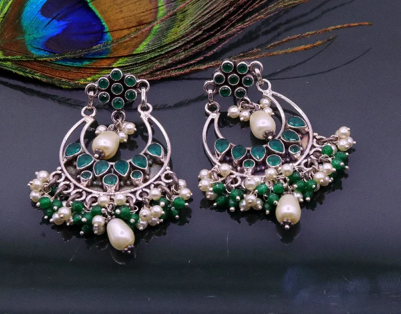Holiday Jewelry Sale – Perfect Gifts At The Best Prices 925 sterling silver handmade Green Onyx stone stud earring drop dangling, best design charm earrings hanging tiny pearl tribal jewelry s714