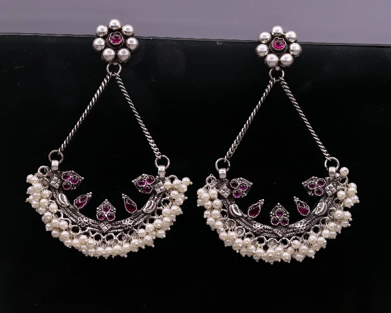 Timeless Jewelry, Timeless Savings – Don't Wait 925 sterling silver handmade stud earring chandbala jhumka with gorgeous pearl and dangling customized bridesmaid large earring jewelry s565