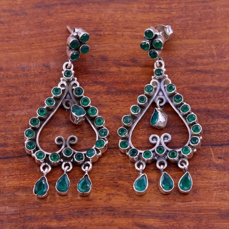 Shop High-Quality Jewelry At Jaw-Dropping Discounts 925 sterling silver pretty attractive Green onyx handmade drop dangle stud earring excellent vintage style girls party jewelry india s728