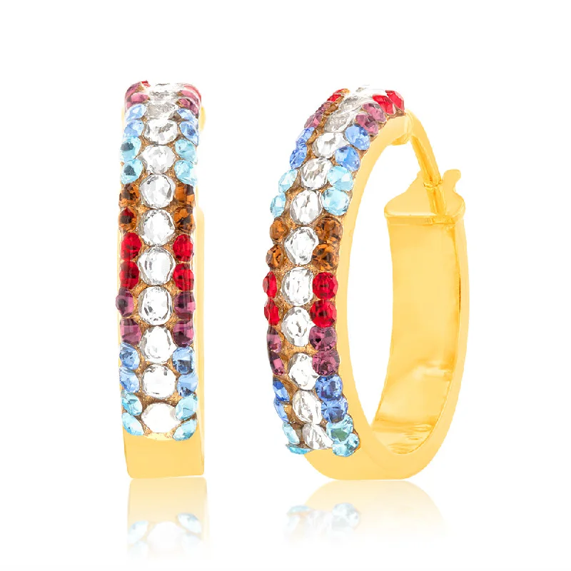 Best Jewelry Sale – Shop Exclusive Designs Now 9ct Yellow Gold Silverfilled Multicolour Crystal 15mm Hoop Earrings
