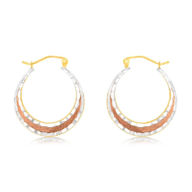 Handcrafted Jewelry Sale – Unique Designs At Low Prices 9ct Yellow Rose And White Gold Silverfilled Diamond Cut Hoop Earrings
