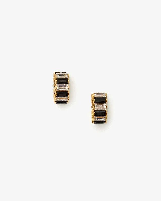High-Quality Jewelry At A Fraction Of The Cost Baguette Checker Huggie Earrings