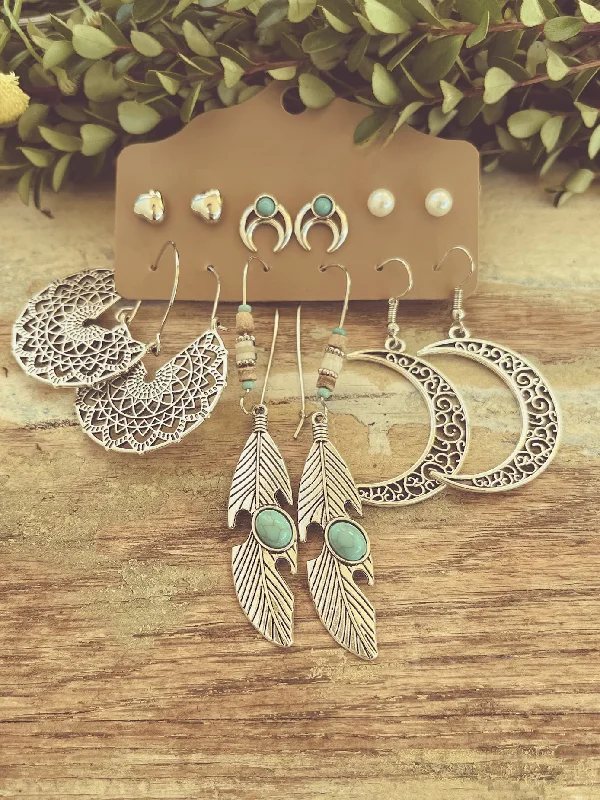 Special Deals On Handcrafted And Designer Jewelry Beautiful Bohemian Earring Set - Set of 6 Special Deals On Handcrafted And Designer Jewelry Beautiful Bohemian Earring Set - Set of 6