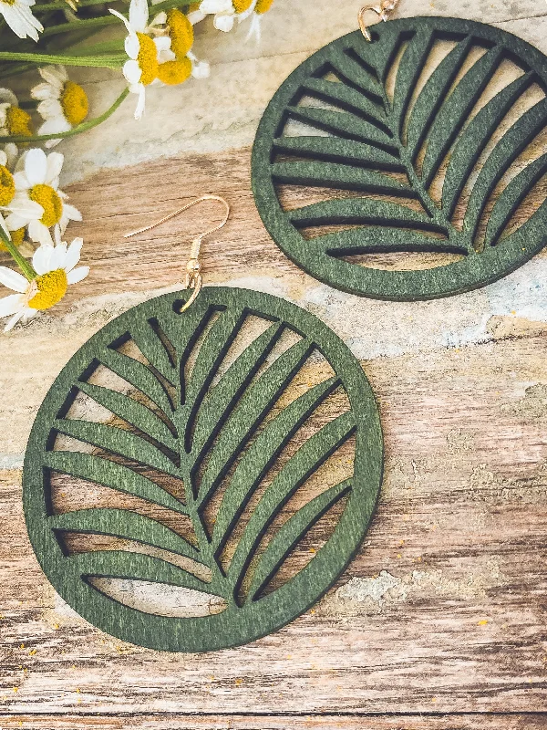 Bohemian-Inspired Jewelry For Free-Spirited Fashion Beautiful Large Green Wood Leaf Earrings Bohemian-Inspired Jewelry For Free-Spirited Fashion Beautiful Large Green Wood Leaf Earrings