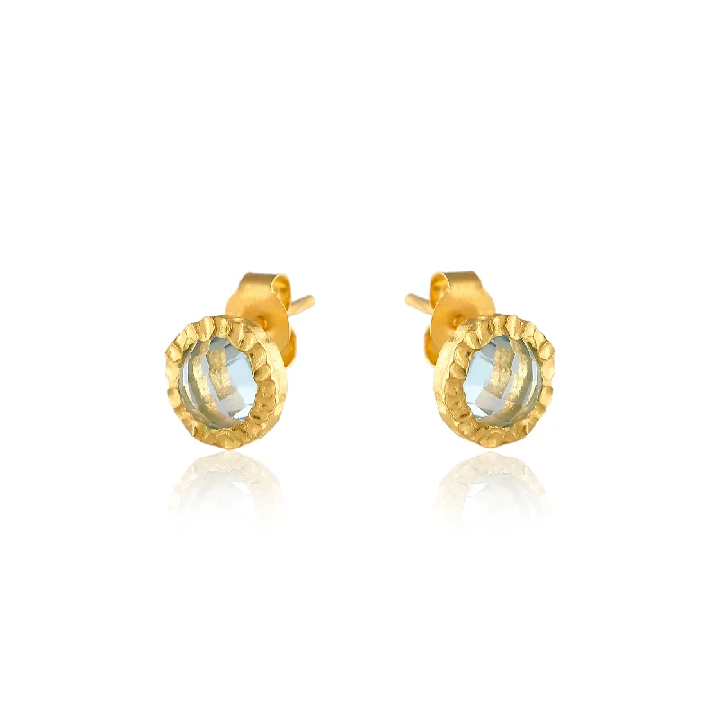 Timeless Elegance, Temporary Discounts – Act Fast Blue Topaz Beaten Gold Studs