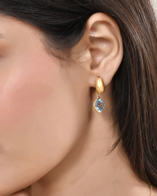 Limited-Stock Jewelry Sale – Shop Before It's Gone Blue Topaz Gold Loop Earrings