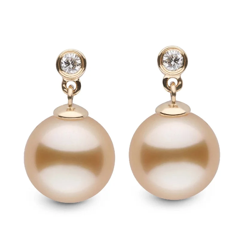 Get The Jewelry You Love At A Price You Love Brilliant Collection Golden South Sea 9.0-10.0 mm Pearl & Diamond Dangle Earrings