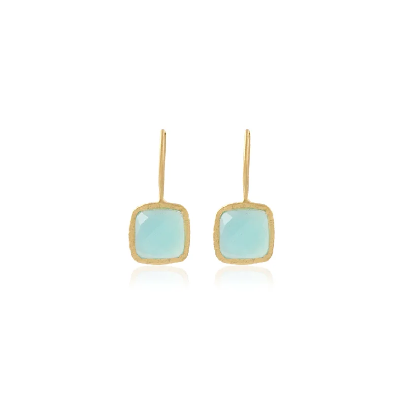 Exclusive Online Jewelry Sale – Don't Wait Checker Cut Aqua Chalcedony Earrings