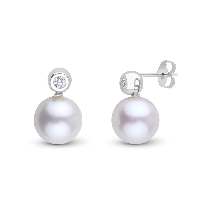 High-Quality Jewelry At A Fraction Of The Cost Diamond Dot Collection 10.0-11.0 mm White South Sea Pearl & Diamond Earrings