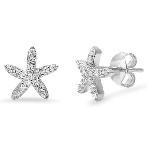 Exclusive Jewelry Sale – Shine For Less Sterling Silver CZ Starfish Post Earrings