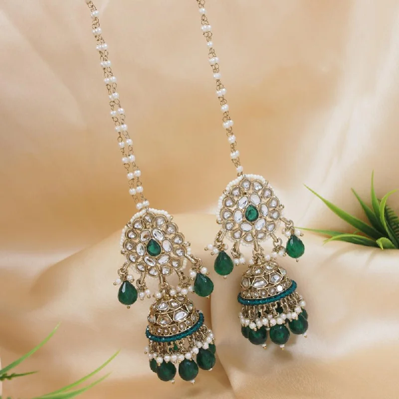 Chic, Trendy, And Affordable Jewelry Sale Etnico Gold Plated Traditional Kundan & Pearl Jhumka Earrings With Pearl Earchain For Women (E3262G) Chic, Trendy, And Affordable Jewelry Sale Etnico Gold Plated Traditional Kundan & Pearl Jhumka Earrings With Pearl Earchain For Women (E3262G)