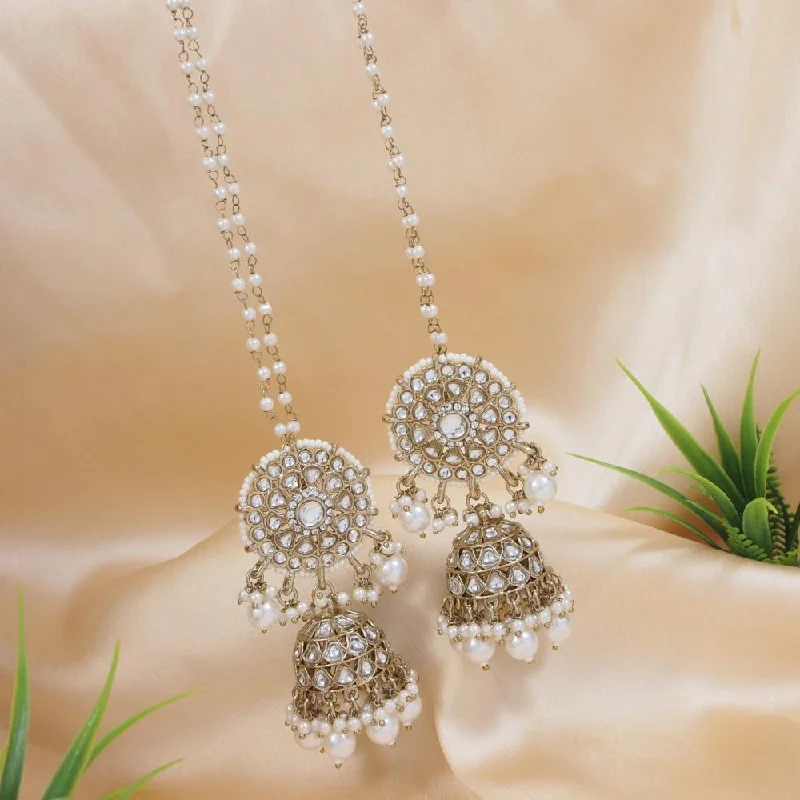 Elegant Jewelry Styles At Budget-Friendly Prices Etnico Gold Plated Traditional Kundan & Pearl Jhumka Earrings With Pearl Earchain For Women (E3261G) Elegant Jewelry Styles At Budget-Friendly Prices Etnico Gold Plated Traditional Kundan & Pearl Jhumka Earrings With Pearl Earchain For Women (E3261G)