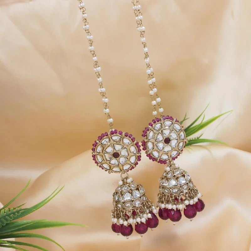 Gorgeous Jewelry, Limited-Time Savings Etnico Gold Plated Traditional Kundan & Pearl Jhumka Earrings With Pearl Earchain For Women (E3263Wi) Gorgeous Jewelry, Limited-Time Savings Etnico Gold Plated Traditional Kundan & Pearl Jhumka Earrings With Pearl Earchain For Women (E3263Wi)