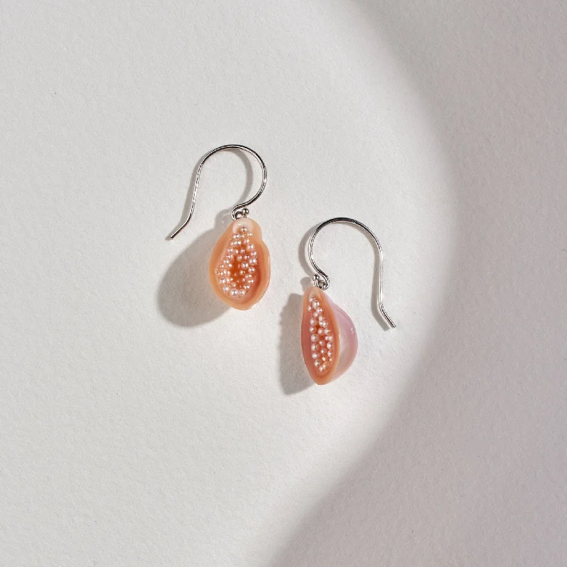 Dazzling Deals On Necklaces, Bracelets, And More Freshwater Souffle Pearl Geode Dangle Earrings with Seed Pearls