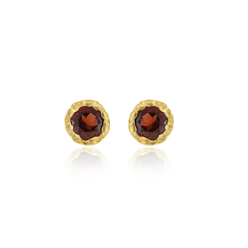 Upgrade Your Jewelry Collection For Less Garnet Beaten Gold Studs
