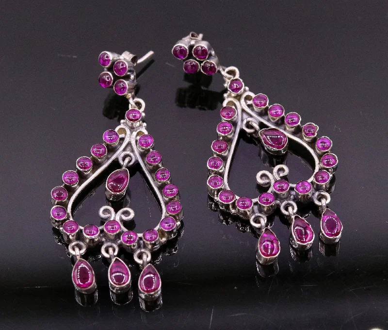 Huge Savings On Premium Jewelry Styles Handmade 925 sterling silver pretty attractive Red Gemstone drop dangle stud earring excellent vintage style girls party jewelry india s727 Huge Savings On Premium Jewelry Styles Handmade 925 sterling silver pretty attractive Red Gemstone drop dangle stud earring excellent vintage style girls party jewelry india s727